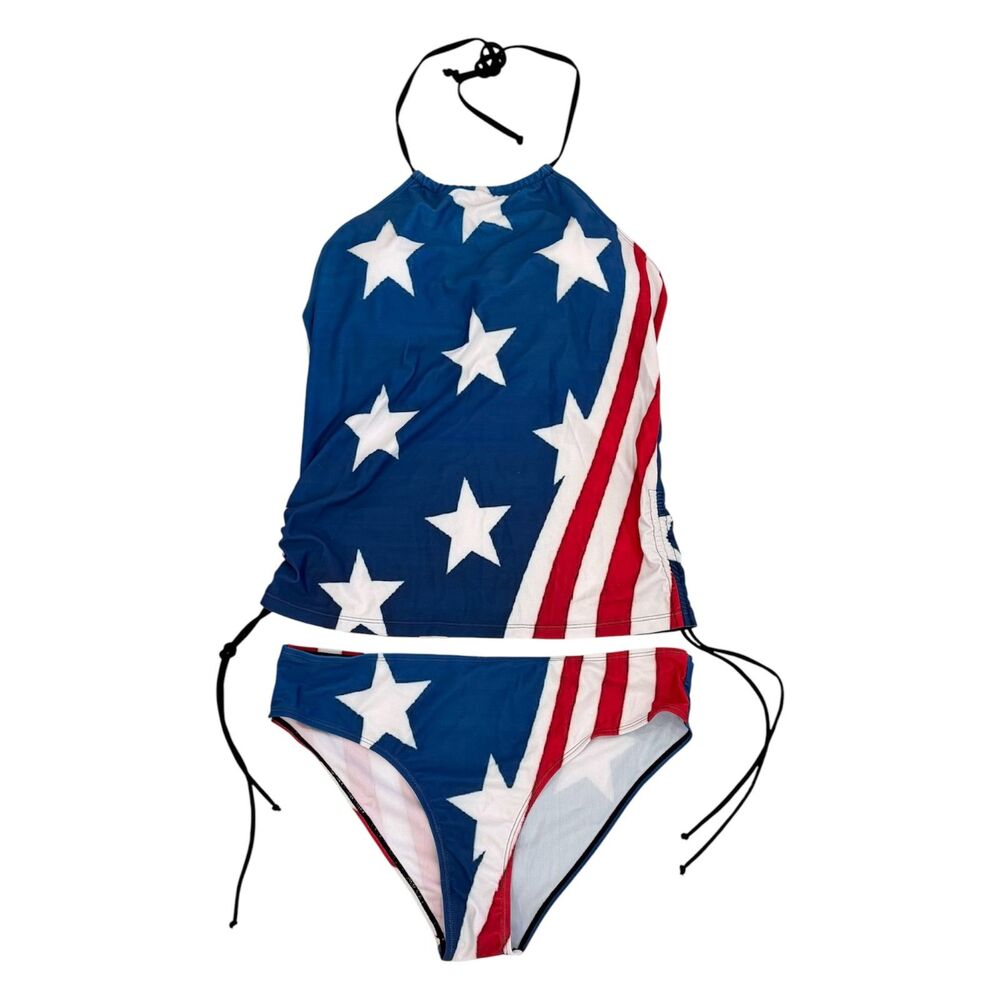 No Brand Womens American Flag Print Bathing Suit Size Large